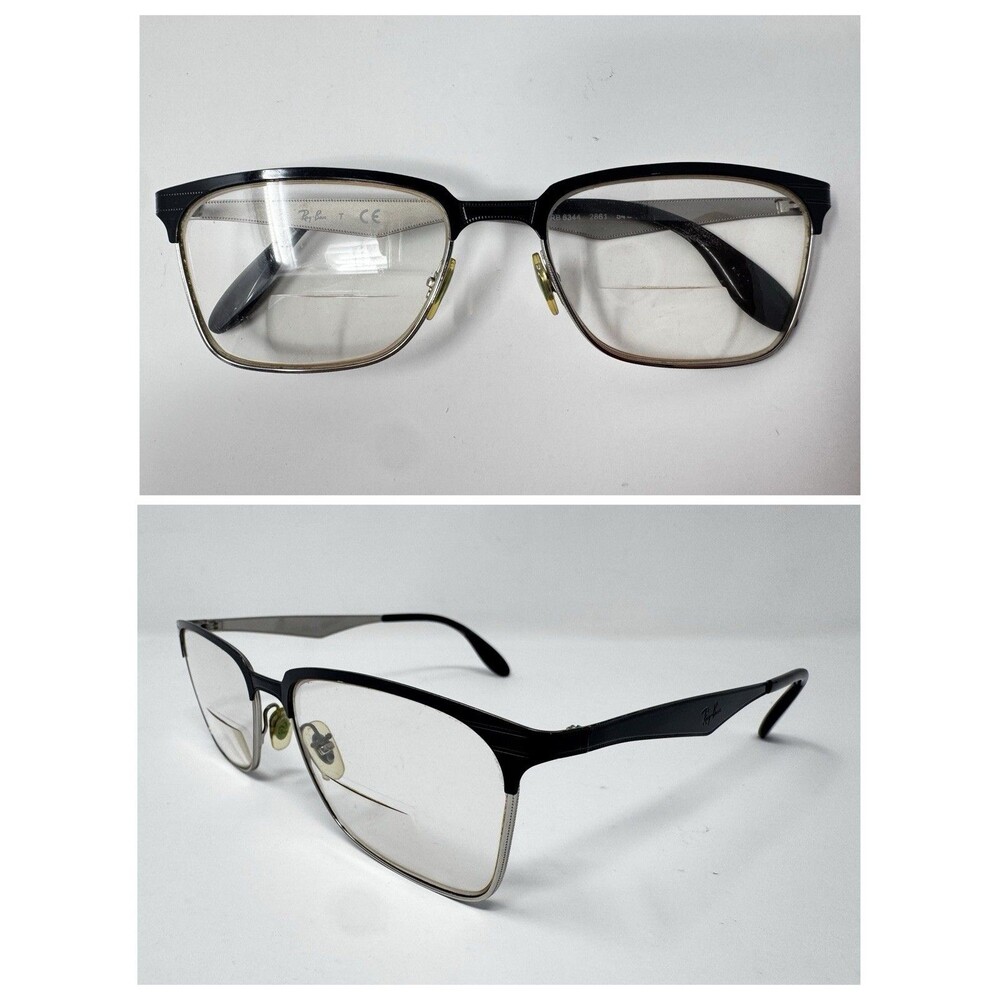Ray-Ban RB6344 2861 Black Silver Eyeglass Frames 54-17-140 Authentic
